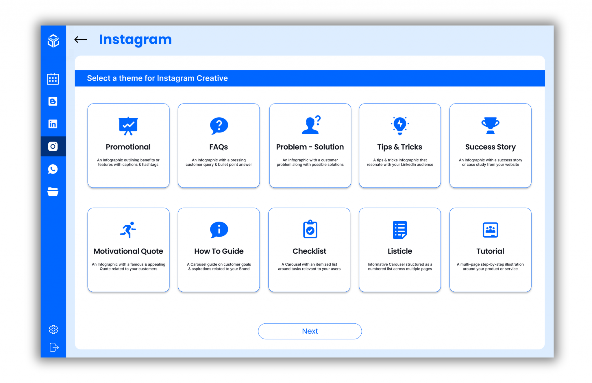 Instagram themes dashboard